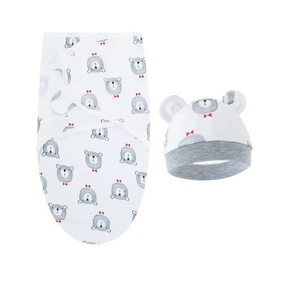 Ensemble Couverture et Chapeau Bébé 0-6 Mois – Coton Dessin Animé